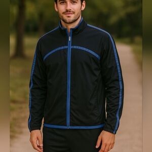 Nike Golf blk and blue half zip popover windbreaker